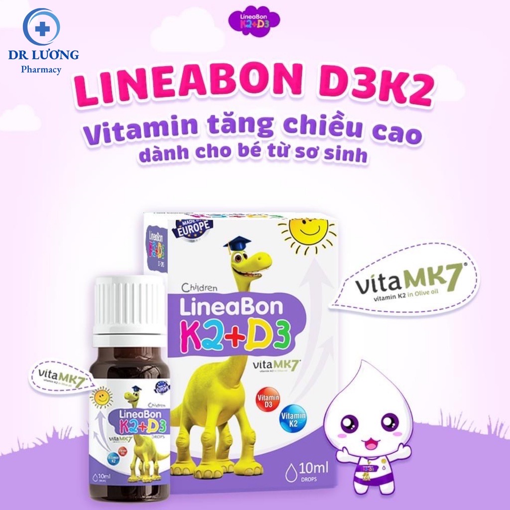 LineaBon Vitamin D3 K2 10ml - Vitamin tăng chiều cao cho bé hàng chính hãng 100%