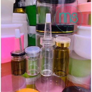 Sỉ 100 chai 5ml & 10ml bộ 3 nắp, chai thuỷ tinh đựng serum nắp thiếc