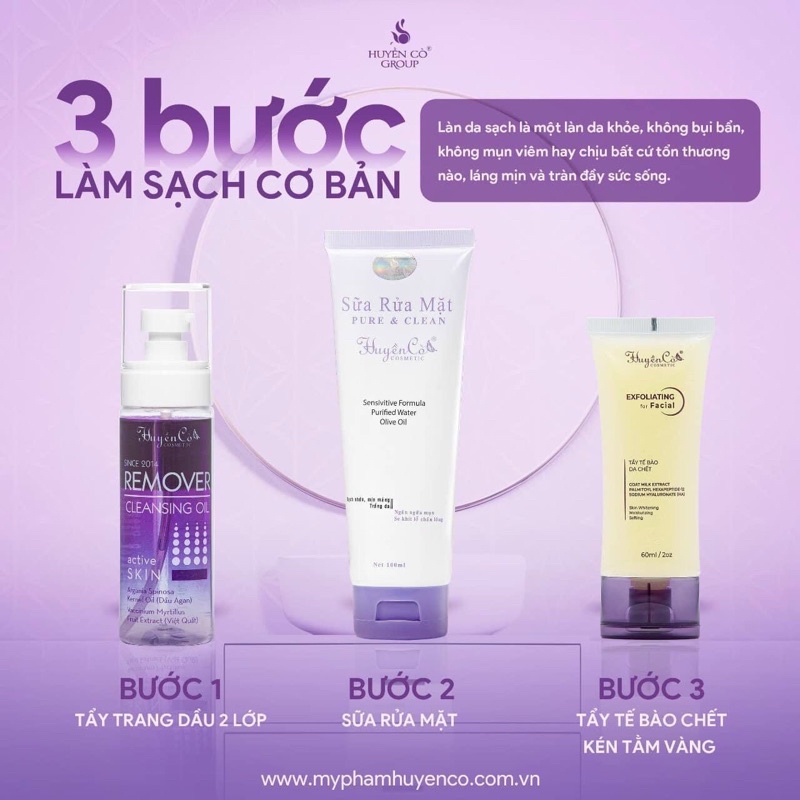 3 bước làm sạch da cơ bản mỹ phẩm huyền cò