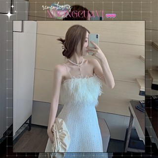 ✧Ảnh thật✧ Đầm dài hai dây dự tiệc vải dạ tweed trắng kim tuyến sang chảnh dáng xoè DD001 Xưởng Của Vi