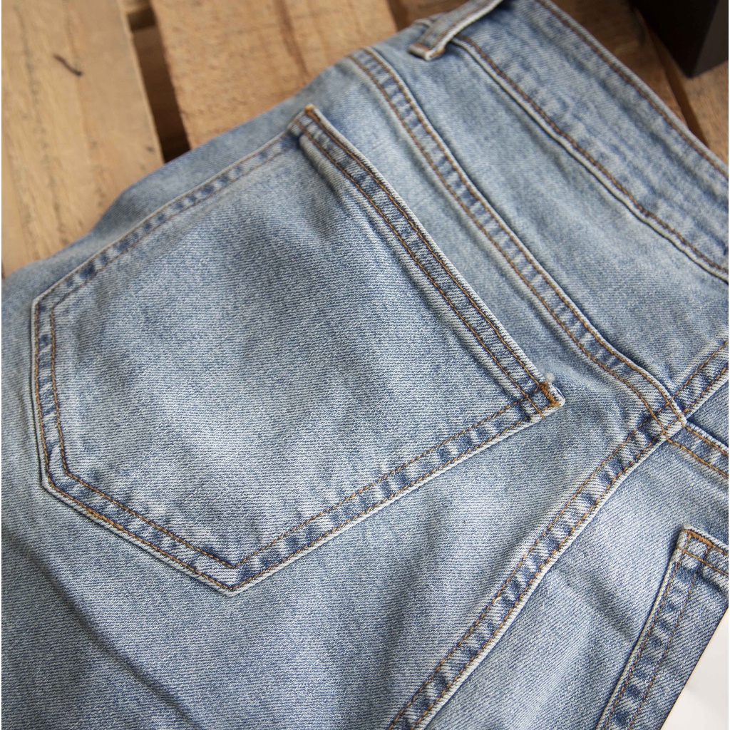 Quần jean nam LAB+ COTTONLAB màu xanh bạc mài nhẹ chất co giãn from slimfit mã - 2255