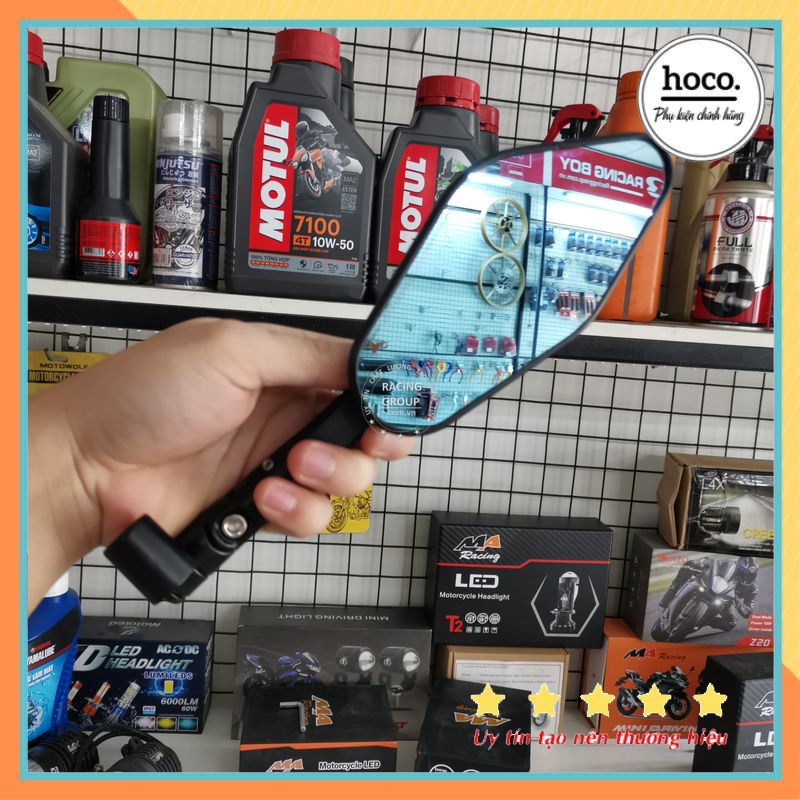 Gương chiếu hậu xe máy f5 hùng cường mặt xanh chống chói