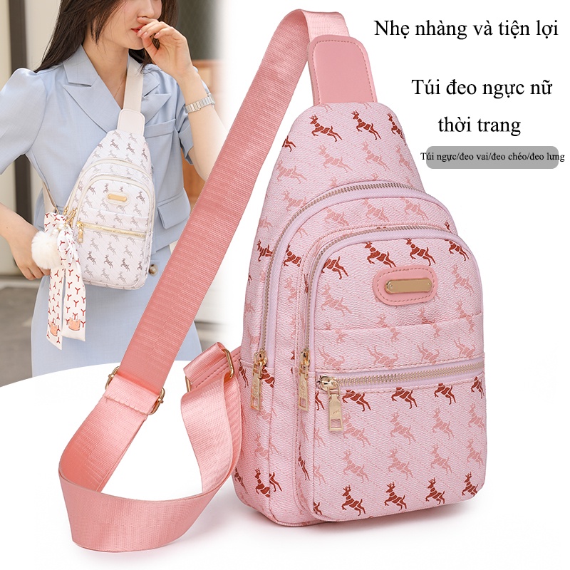 Túi ngực nữ nhỏ mô hình hươu phi nước đại Túi đeo chéo nhiều ngăn Bạn có thể nghe nhạc bằng tai nghe