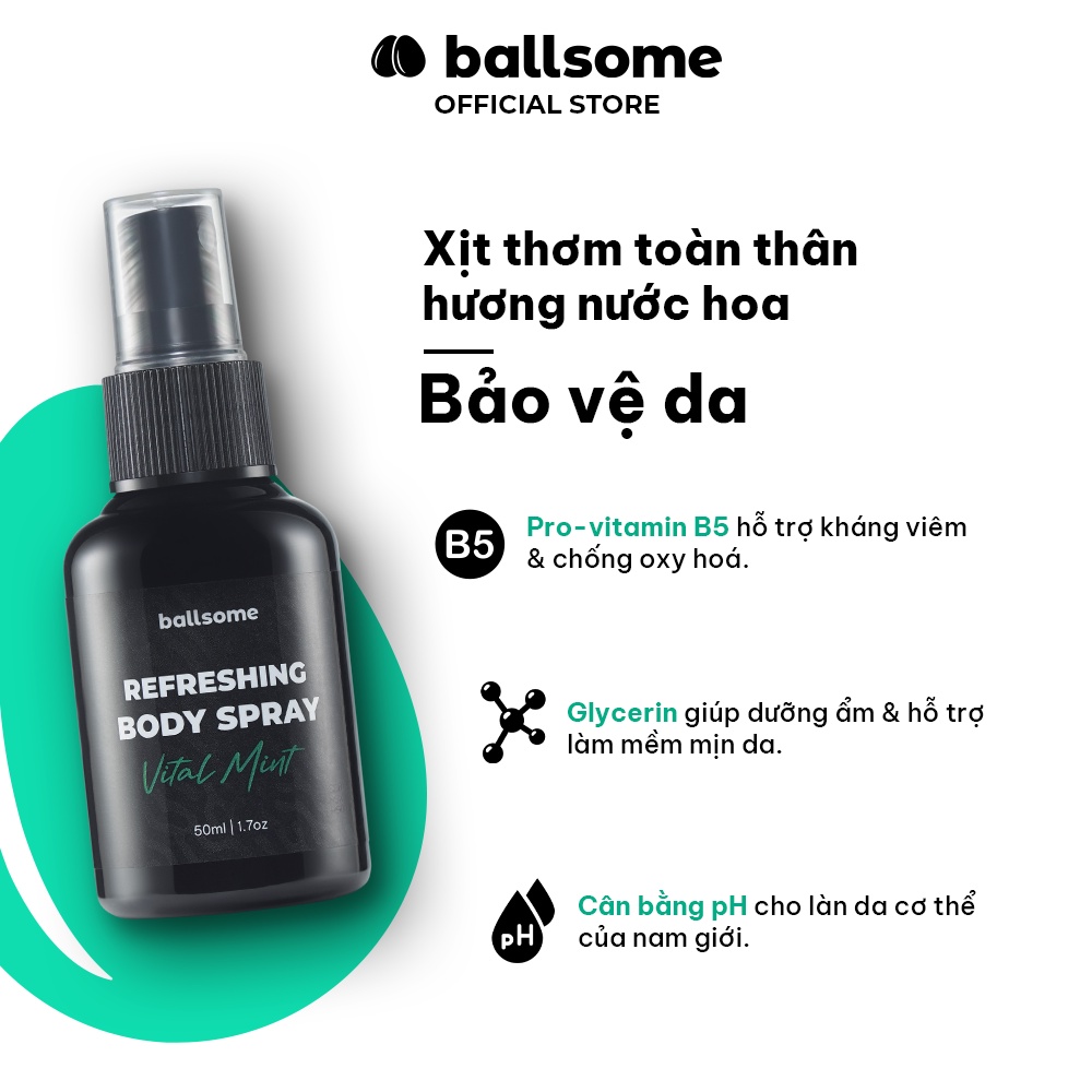 Bộ Quà Tặng Nam Giới FOR HAPPY BALLS & BODY Ballsome/ Gel Tắm Hương Fresh Coke & Body Spray Hương Vital Mint