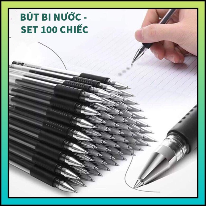 Set 100 chiếc bút bi nước văn phòng, mực đều và nét chữ đẹp, giao ngẫu nhiên
