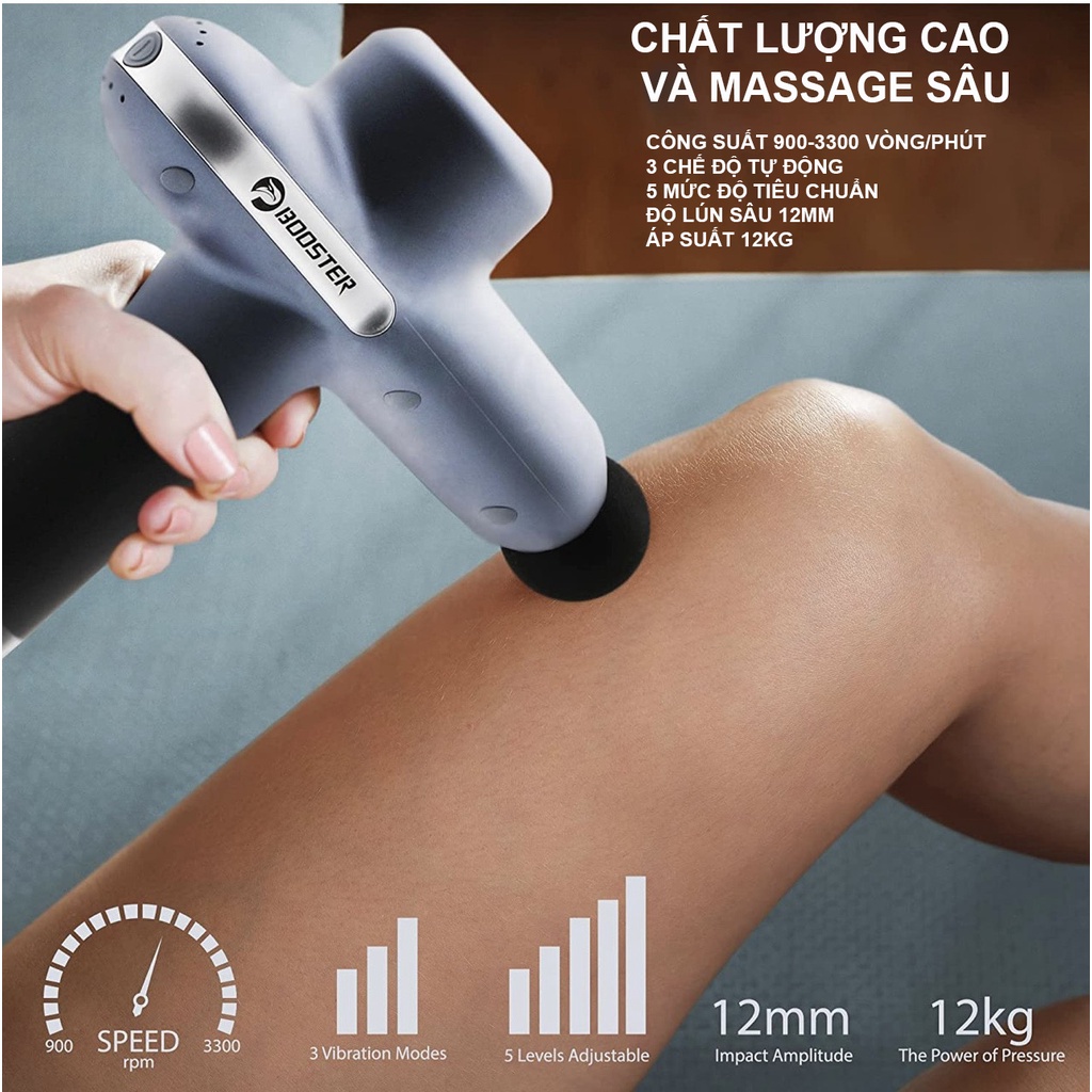 Máy massage cầm tay BOOSTER U1 -126W, 6 Đầu, 8 Tốc Độ