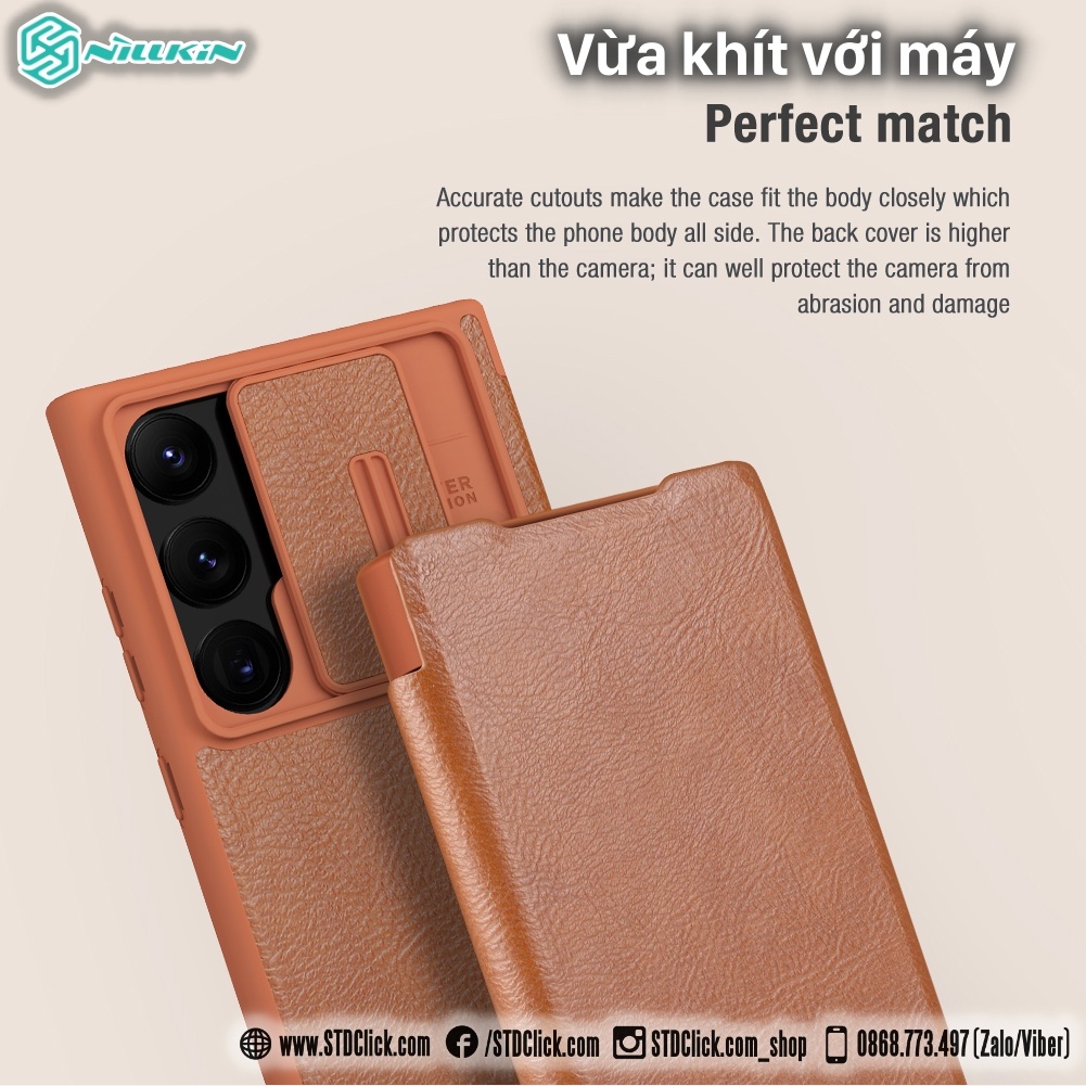 BAO DA SAMSUNG GALAXY S23 ULTRA 5G NILLKIN QIN PRO BẢO VỆ CAMERA CHÍNH HÃNG