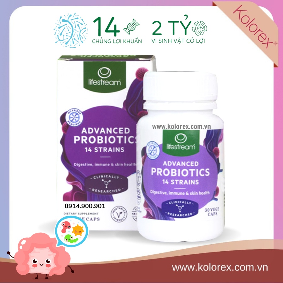 Viên Uống Men Vi Sinh, hỗ trợ tiêu hóa, đẹp da Lifestream Advanced Probiotic 30 viên