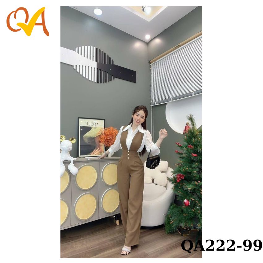 Set yếm kèm áo sơ mi thời trang nữ công sở, dự tiệc, dạo phố Quocanh