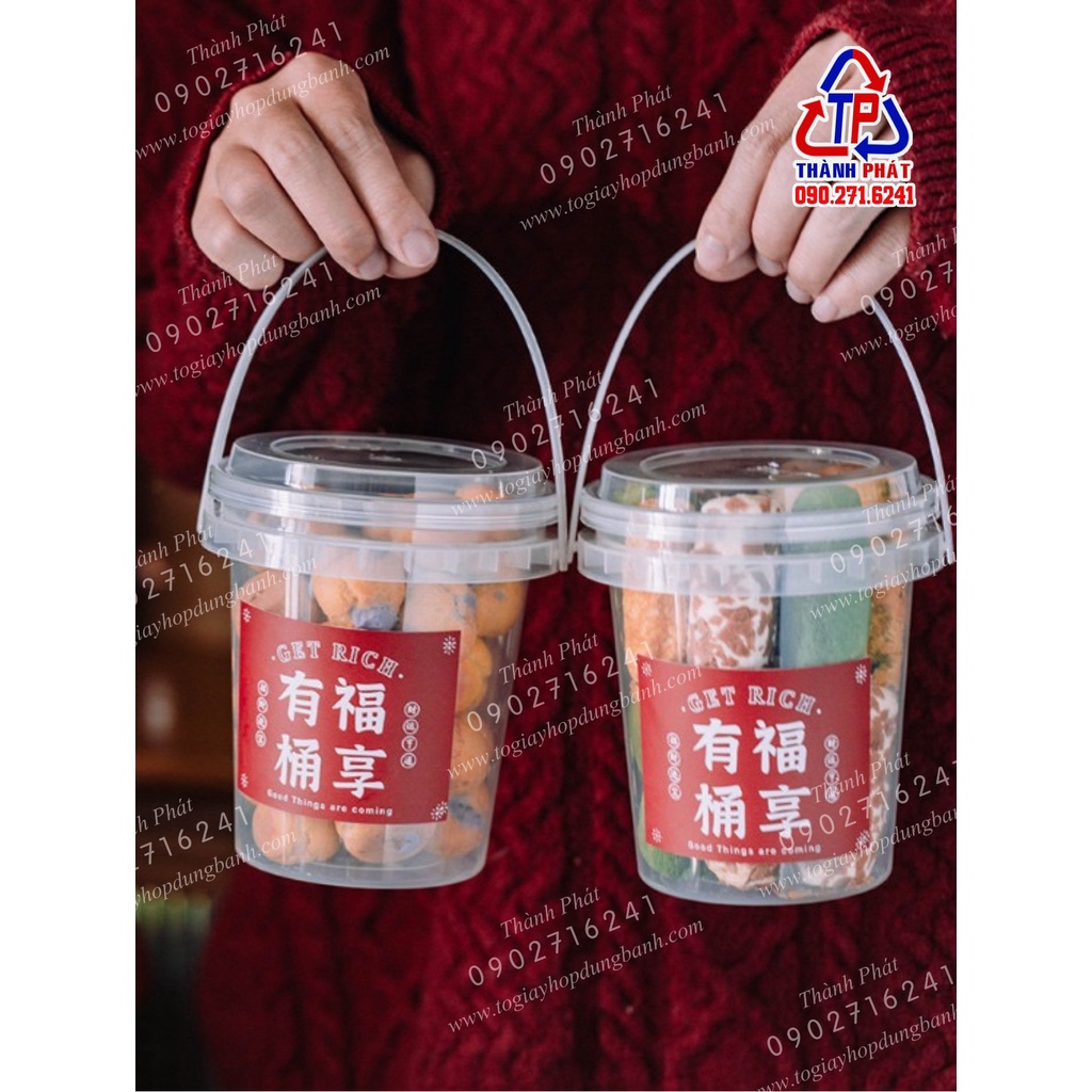 50 Xô đựng trà sữa 1000ml - đựng nước trái cây - bánh kẹo kèm nắp kín