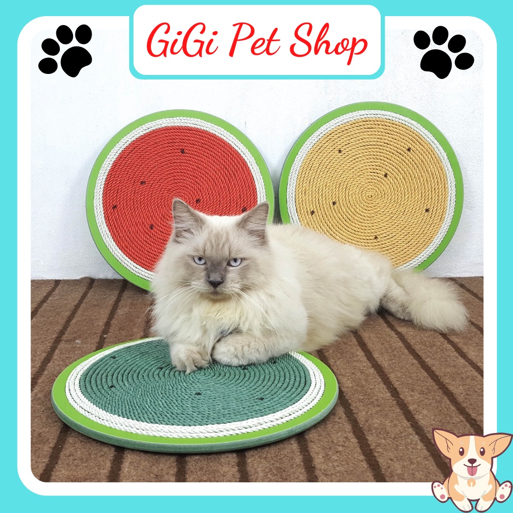 Bàn cào móng mèo hình tròn làm bằng chất liệu dây thừng phụ kiện cho thú cưng sạch móng giải trí - GiGi Pet Shop
