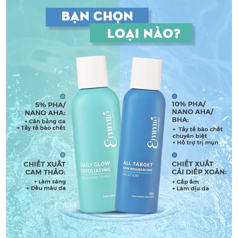 Dung dịch cân bằng da và tẩy tế bào chết Emmié Daily Glow Exfoliating Solutions Toner 5% PHA/NANO AHA