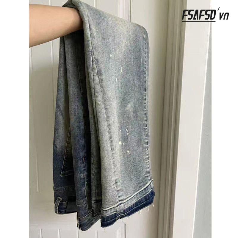 Quần Jean Dài Ống Đứng Dáng Rộng Phong Cách Retro Mỹ Thời Trang Cho Nữ