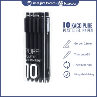 Bộ 10 bút bi gel KACO PURE màu đen cao cấp