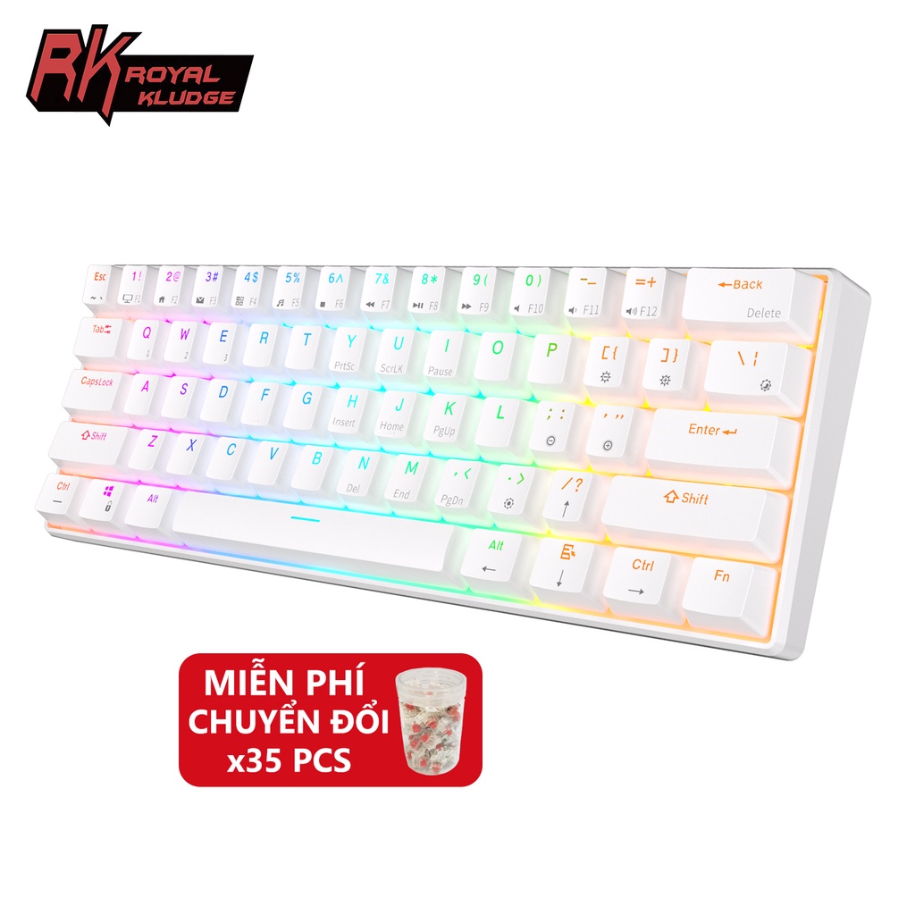 RK61 Royal Kludge Bluetooth 3.0 và USB C Chế độ kép RGB Backlit Bàn phím