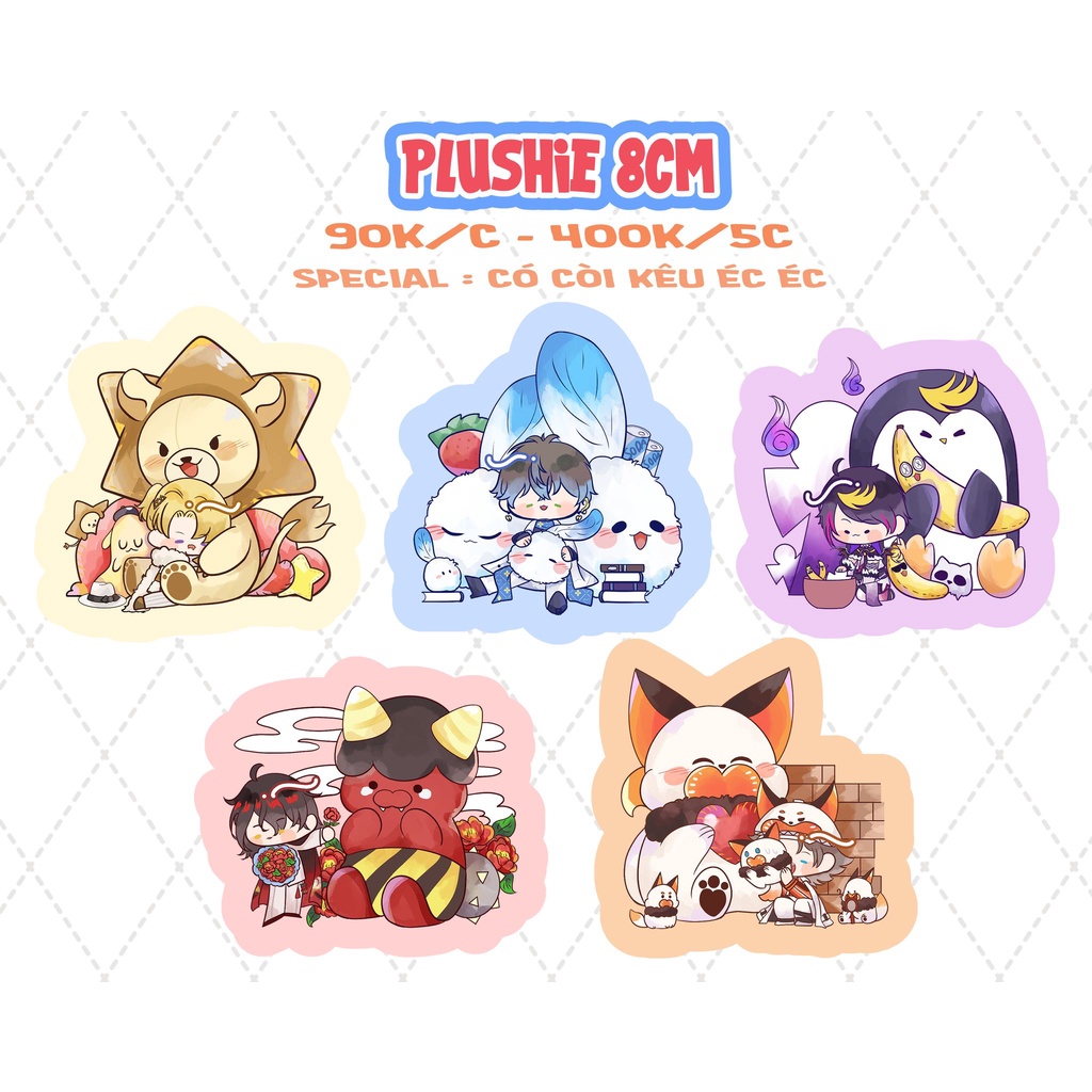 Móc khóa bông/Plushie Luxiem có còi bóp kêu éc éc (5 mẫu)