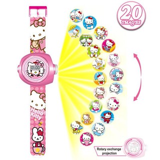Đồng hồ điện tử chiếu hình 3D mèo Hello Kitty dành cho bé gái có sẵn pin