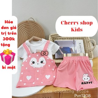 Bộ hè bé gái, set 3 chi tiết yếm và bộ bé gái xinh từ 1-2 tuổi Cherry Đà Nẵng