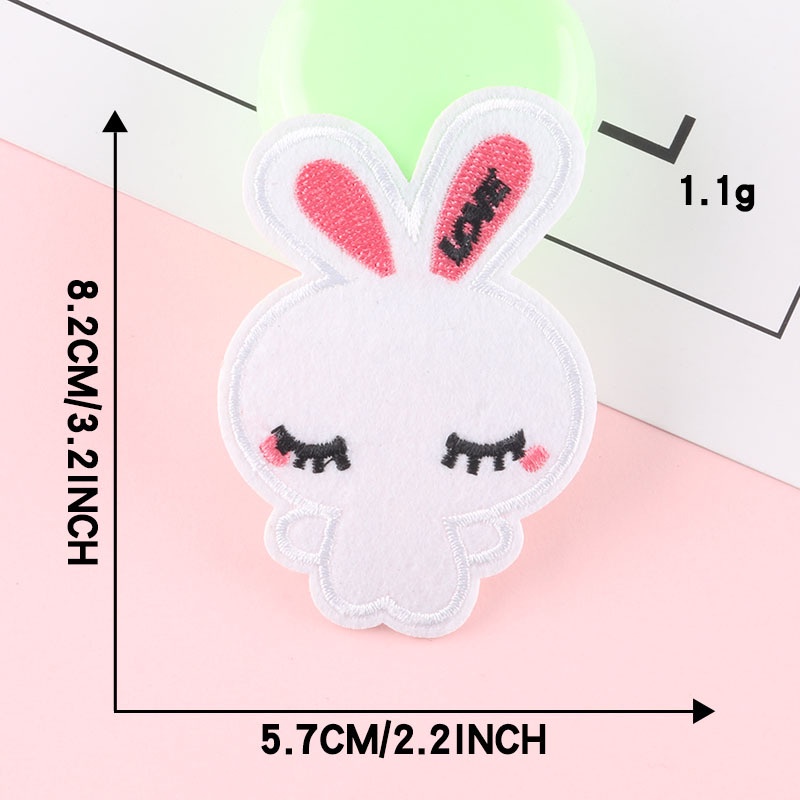 Miếng Dán Ủi Quần Áo DIY Hình Thỏ Hoạt Hình Màu Trắng Đen