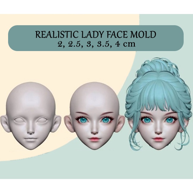 2-4 cm khuôn mặt nữ realistic cô gái girl khuôn silicone trong nặn đất sét fondant làm bánh clay tool figure