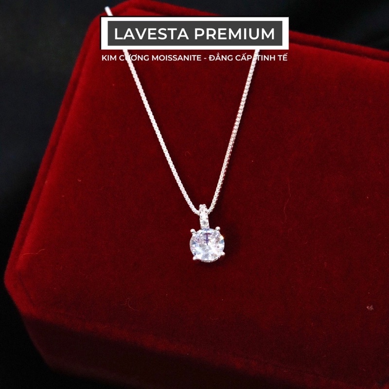 Dây chuyền nữ kim cương nhân tạo Moissanite 6 ly mặt tròn cao cấp Kc49