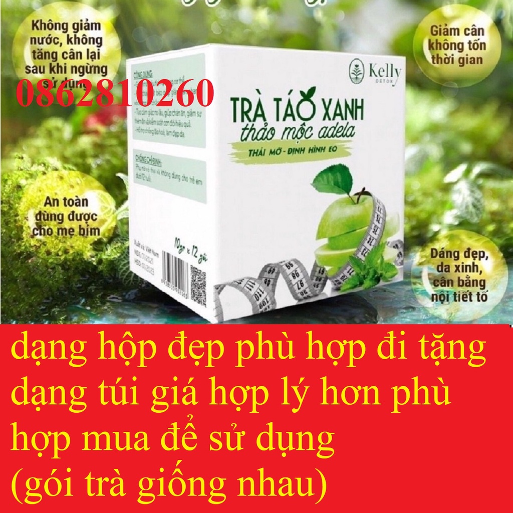 Trà táo xanh adela kelly detox trà giảm cân thải mỡ bonus vị đào xoài vang nho vải bí đao cam lựu bứa dứa new plus gold
