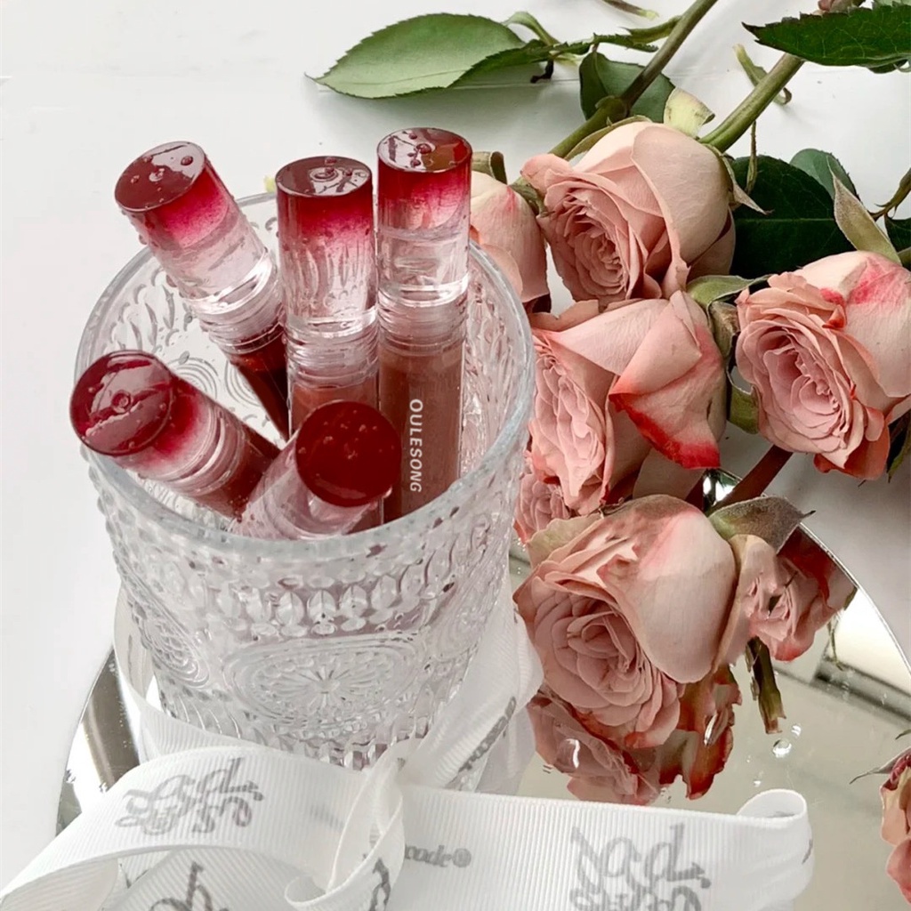 Son bóng OULESONG Cotremyp tông màu nude mềm mại chống thấm nước dùng trang điểm