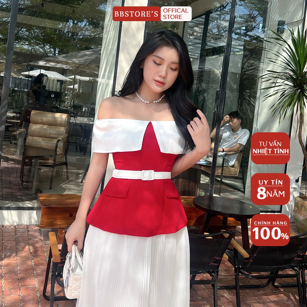 BBSTORE'S Áo Kiểu Trễ Vai Dự Tiệc Form Dáng Peplum Tôn Dáng -A1643