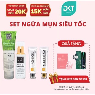Set sữa rửa mặt trà xanh Green Tea, detox bọt biển và kem dưỡng ngừa mụn, làm sáng và đều màu da Acosmetics