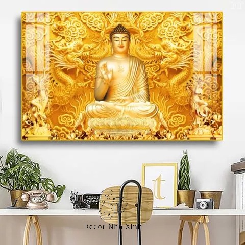 Tranh Tráng Gương Đức Phật -Tranh Treo Tường Phòng Thờ/ Khai trương/ Phong Thuỷ/Tiệm Cắt Tóc/ Gộị đầu/ Shop Quần Áo