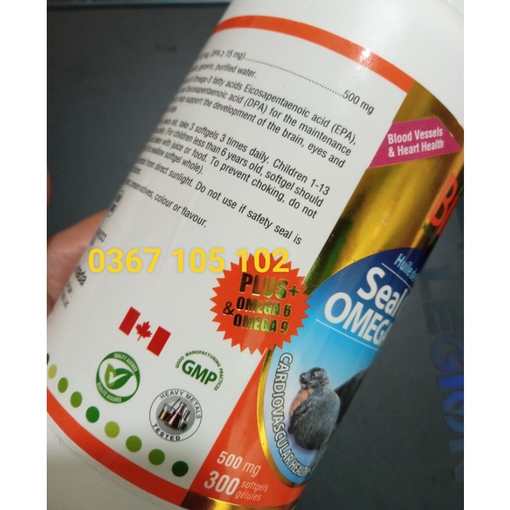 Tinh Dầu Hải Cẩu Bill Seal Oil Omega 3 -6-9 300v - Hỗ Trợ Tim Mạch, Thần Kinh, Bổ Mắt