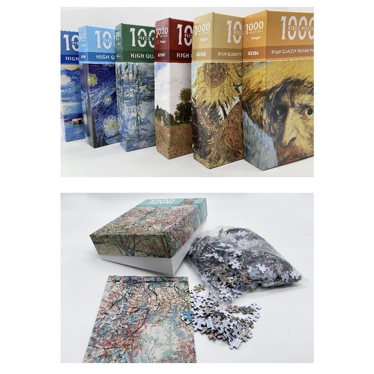 Bộ Tranh Ghép Xếp Hình 1000 mảnh dày 5mm bản cao cấp, tặng keo, túi đựng