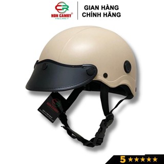 Nón bảo hiểm nửa đầu kiểu dáng nón sơn thời trang NON CAMRY, màu kem trẻ trung, cá tính Freesize(55-59cm)