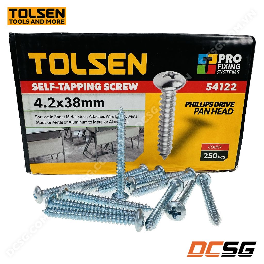 Ốc vít đầu tròn bề mặt mạ kẽm 3.5-4.8mm Tolsen (bán lẻ theo gói) | DCSG