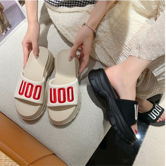 Dép Nữ UOO, Dép Bánh Mỳ Chao 5cm, Dép Nữ Quai Ngang Độn Đế DQ03