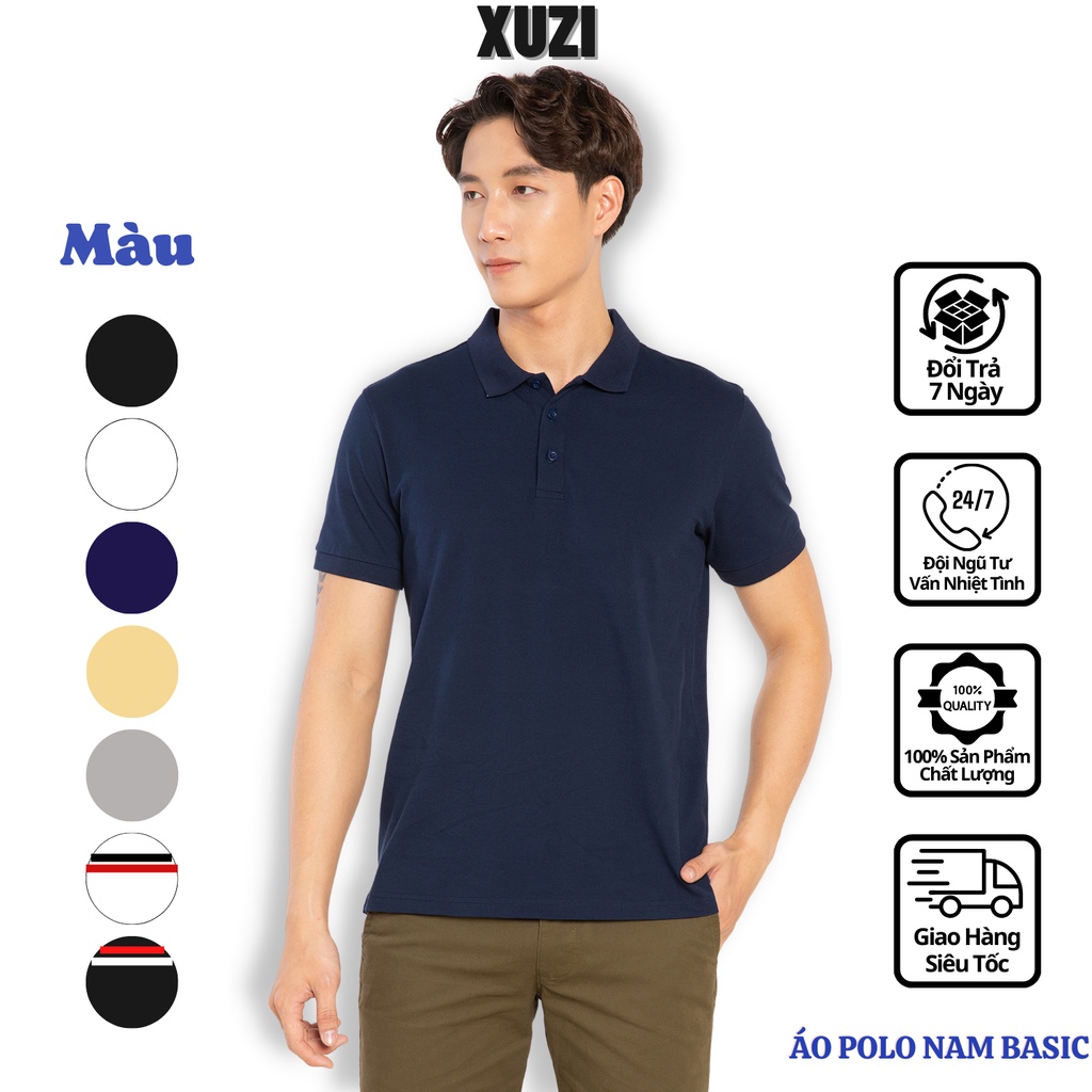 áo polo nam cổ bẻ áo thun có cổ ngắn tay trơn basic ,chất vải cotton cá xấu gai mịn thấm hút mồ hôi thời trang thể thao