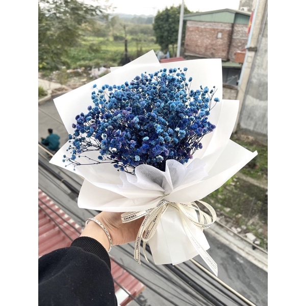 Bó hoa baby khô có túi xách kèm theo xinh xăn làm quà tặng shop tặng kèm 1 thiệp/shop Gà Handmade