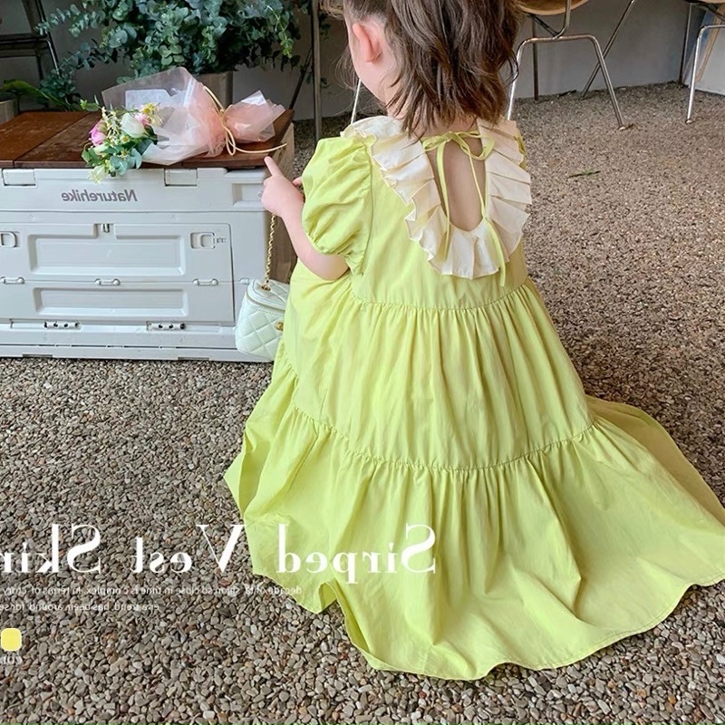 Váy Cổ Bèo Cách Điệu Dành Cho Bé Gái Hàng QC