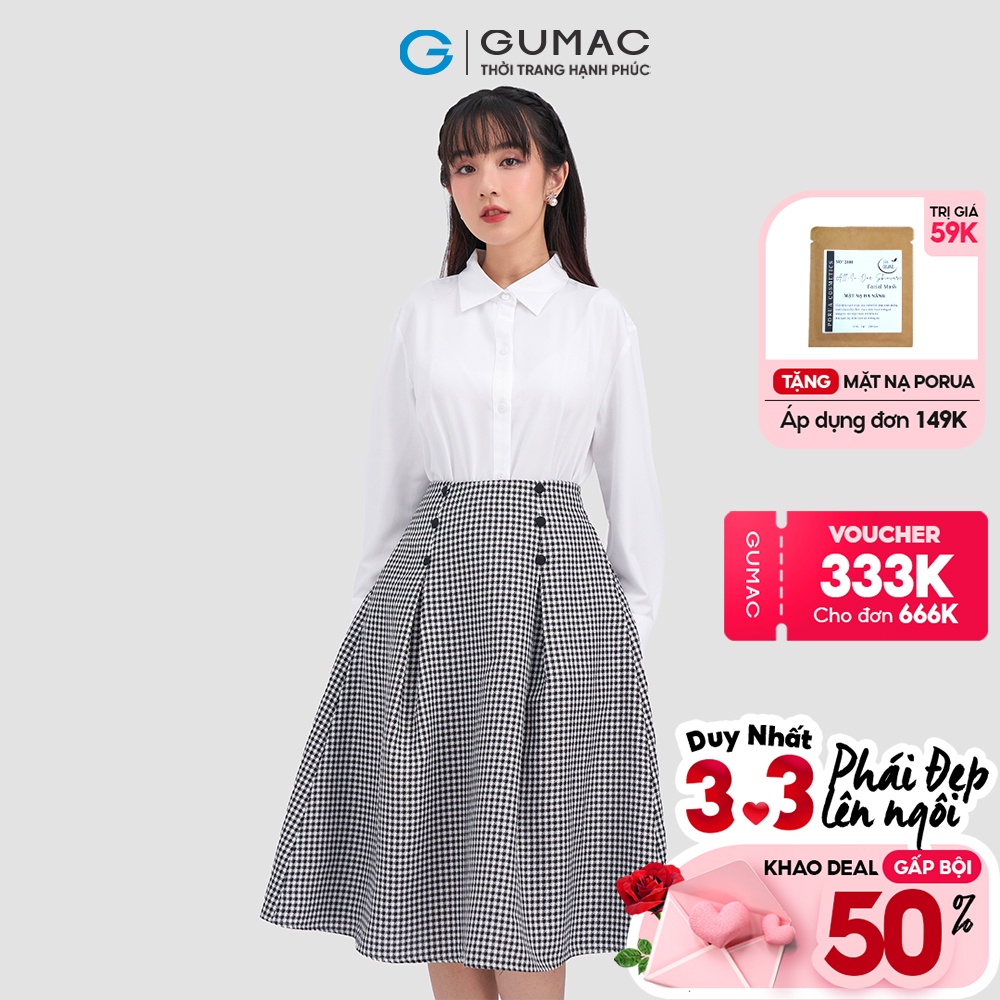 Chân váy caro xếp ly thời trang GUMAC VC12058