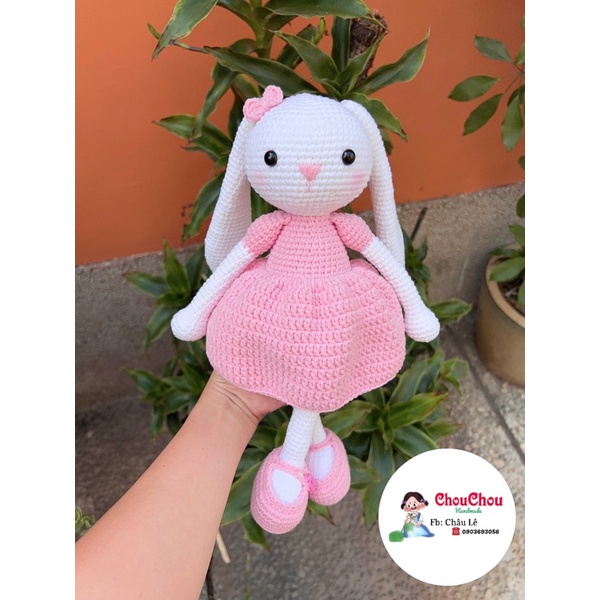 Thú len nhồi bông handmade - Thỏ tai dài xinh xắn ( 35cm)