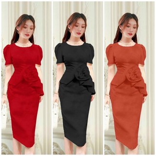Đầm body PEPLUM bông eo cao cấp TẶNG KÈM HOA TAI THỜI TRANG