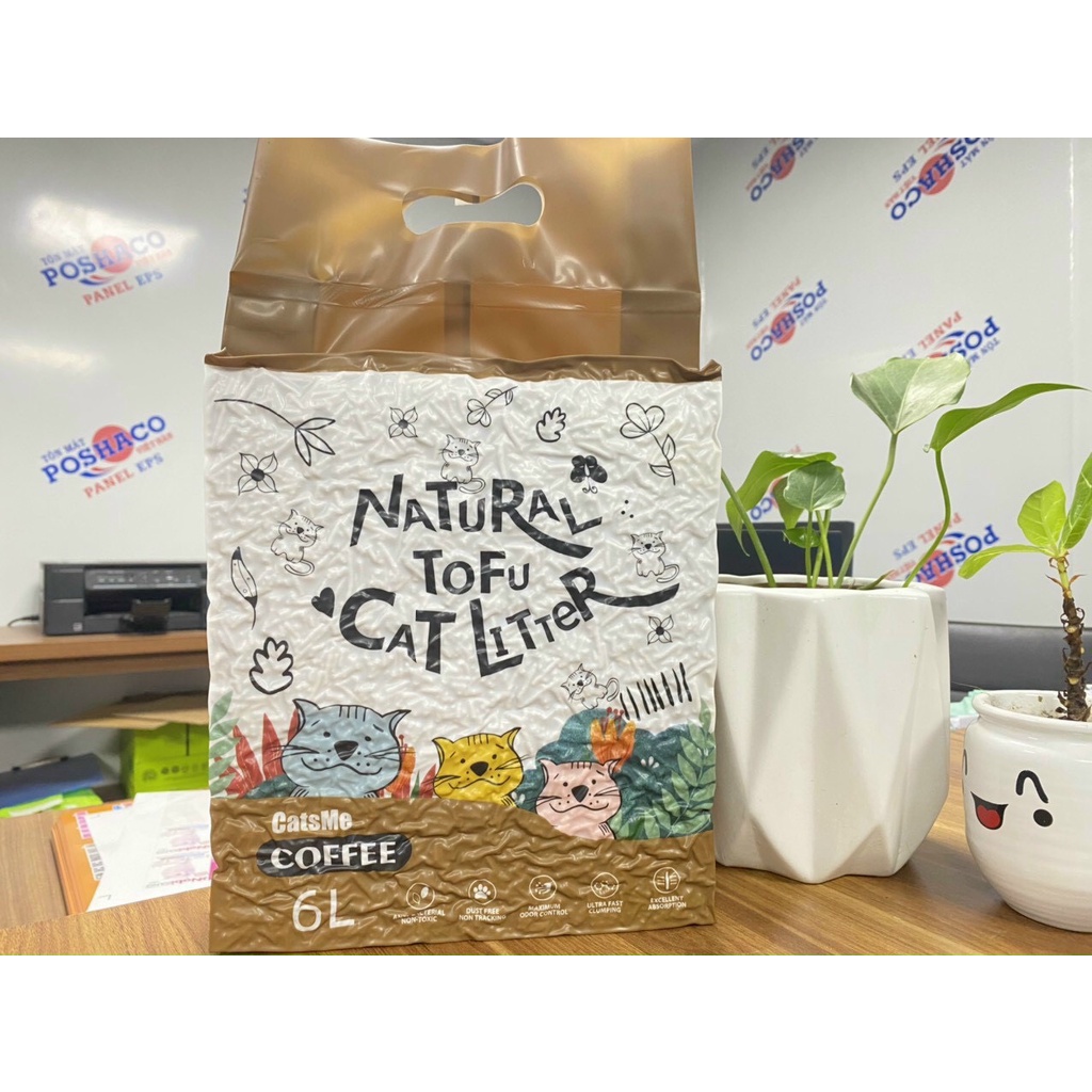 Cát đậu nành cho mèo Tofu Cat Litter Catsme 6L, Cát vệ sinh cho mèo đậu nành