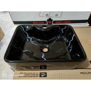 Chậu rửa mặt lavabo sứ Vuông đen vân đá LB-D12