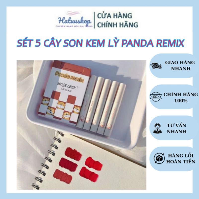 Sét 5 Cây Son Panda Remix Siêu Lỳ Mềm Môi Lên Màu Chuẩn