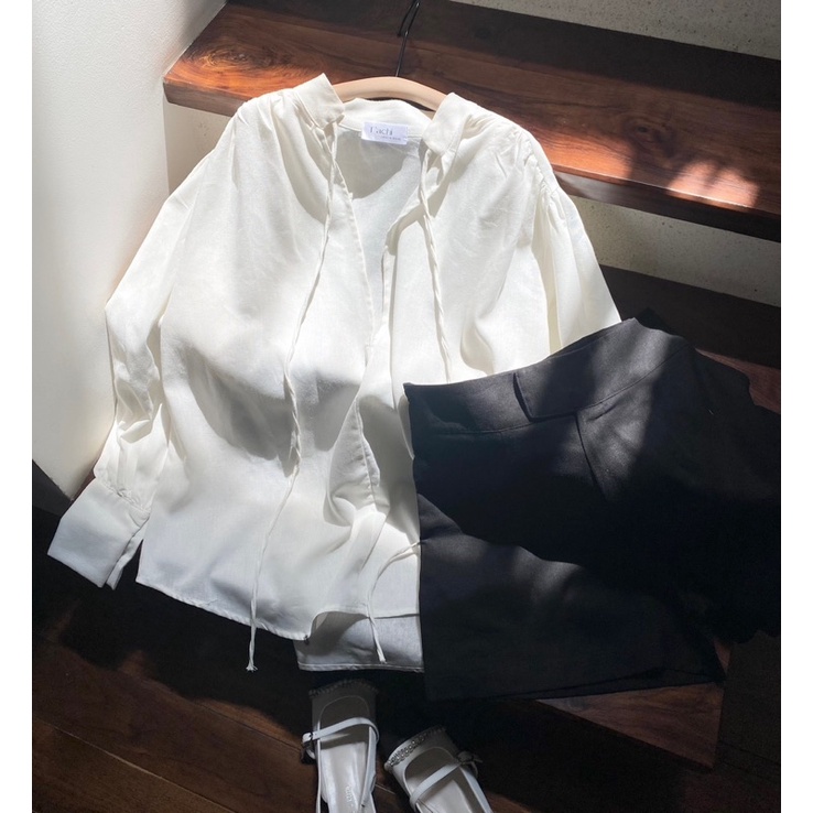 SET ÁO TRẮNG DOLL THẮT NƠ SHORT ĐEN✨