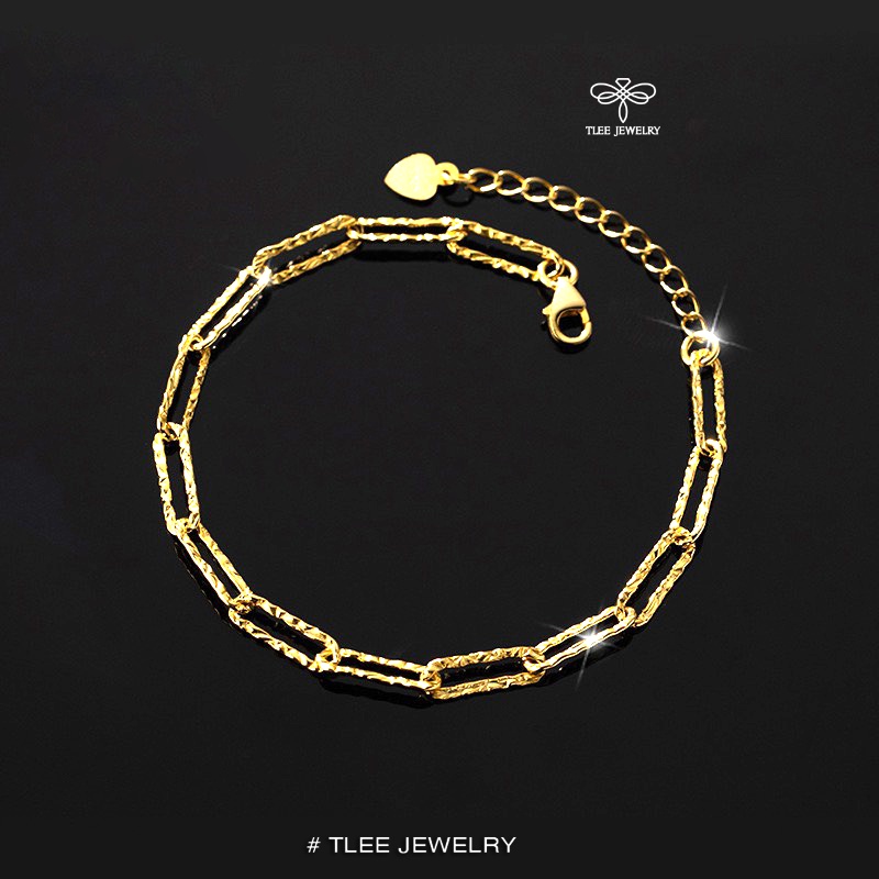 Lắc tay bạc TLEE xích nối phay sáng cá tính bạc Ý cao cấp TleeJewelry LT0168