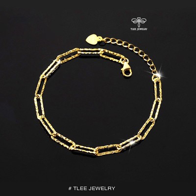 Lắc tay bạc TLEE xích nối phay sáng cá tính bạc Ý cao cấp TLEE JEWELRY LT0168