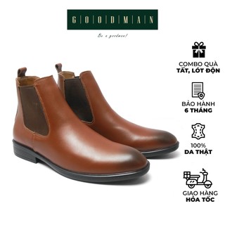 Giày tây da bò tăng chiều cao màu nâu GOODMAN Chelsea boot classic GM CBC-N