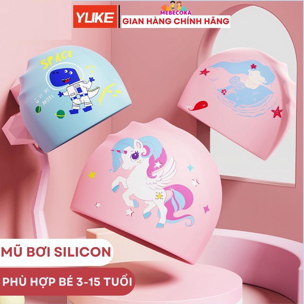 Mũ bơi, nón bơi cho bé từ 3 tuổi tới 15 tuổi, Chất liệu Silicone cao cấp CHỐNG NƯỚC 100%