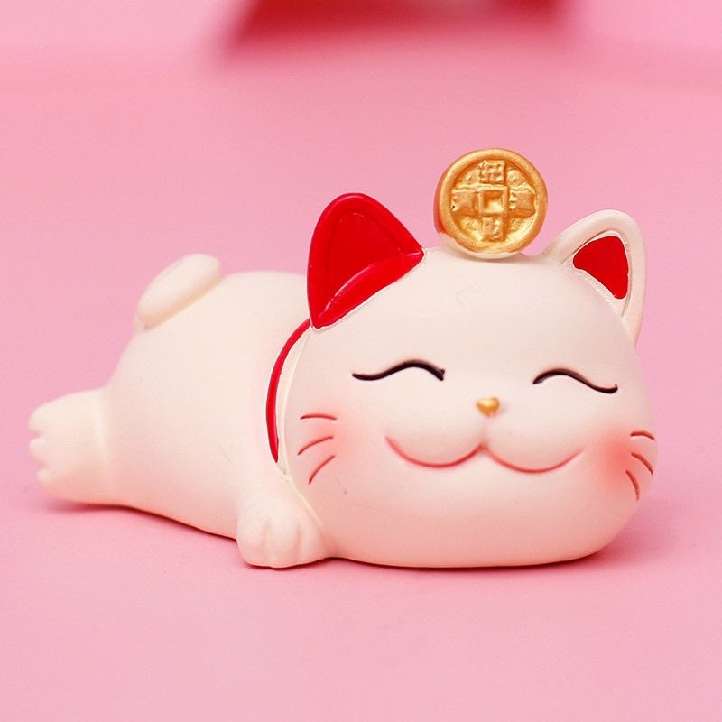 Set 4 chú mèo may mắn dễ thương, decor để bàn làm việc,trang trí,xe hơi ô tô